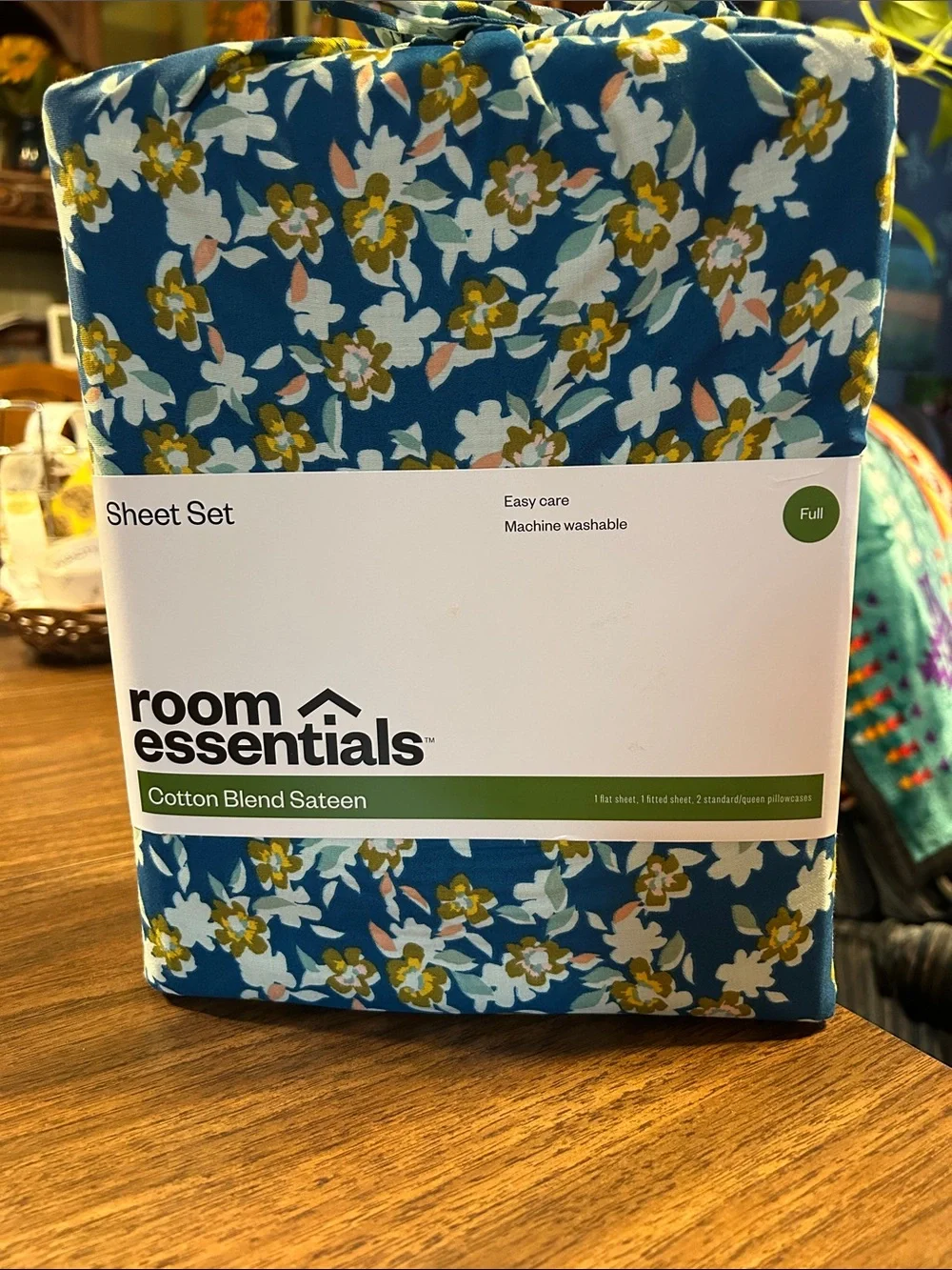 Room Essentials Cotton Blend Floral Sheet Set - Teal, White & Gold